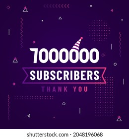 Thank you 7000000 subscribers, 7M subscribers celebration modern colorful design.