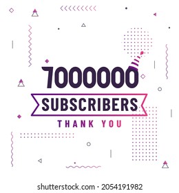 Thank you 7000000 subscribers, 7M subscribers celebration modern colorful design.