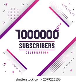Vielen Dank, 7000000 Abonnenten, 7-M Abonnenten, die modernes farbenfrohes Design feiern.