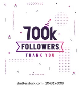 Thank you 700K followers, 700000 followers celebration modern colorful design.