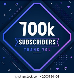 Thank you 700K subscribers, 700000 subscribers celebration modern colorful design.