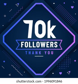 Thank you 70K followers, 70000 followers celebration modern colorful design.