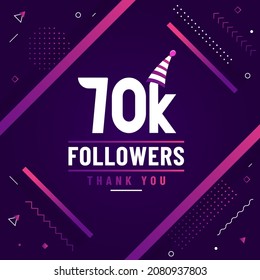 Thank you 70K followers, 70000 followers celebration modern colorful design.