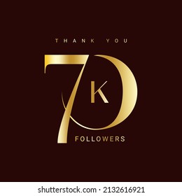 Thank you for 70k followers, 70,000 followers gold, followers to celebrate on social media, 70K subscribers Vector illustration.