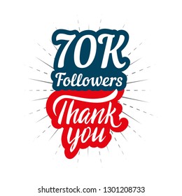 Thank you 70K followers card for celebrating many followers in social network 