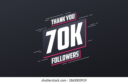 Thank you 70K followers, Greeting card template for social networks.