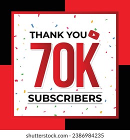 Thank You 70K Subscribers Celebration Vector Template Design