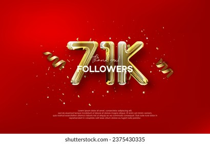 Thank you for the 71k followers with metallic gold balloons illustration.