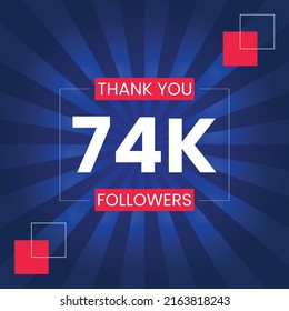 Thank you 74K Followers Vector Design Template