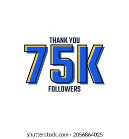 Thank You 75 K Followers Card Celebration Vector. 75000 Followers Congratulation Post Social Media Template.