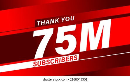 Thank you 75 million subscribers, modern banner design vectors