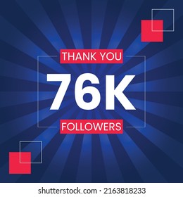 Thank you 76K Followers Vector Design Template