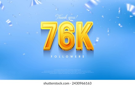 Thank you for 76k loyal followers, greeting design for social media posts.