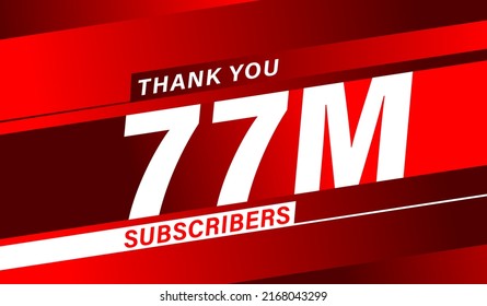 Thank you 77 million subscribers, modern banner design vectors