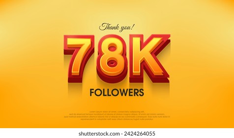 Thank you 78k followers 3d design, vector background thank you.