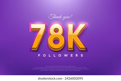Thank you 78k followers, 3d design with orange on blue background.
