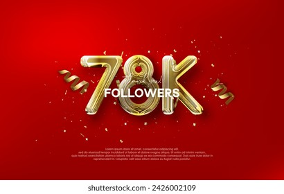 Thank you for the 78k followers with metallic gold balloons illustration.