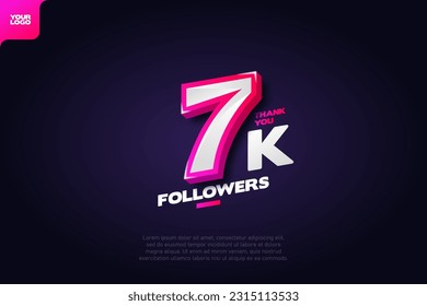 Thank you 7K Followers with Dynamic 3D Numbers on Dark Blue Background