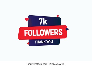 thank you 7K followers  vector illustration social media post  subscribers or followers animation design banner 
