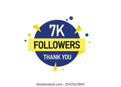 thank you 7k followers,  vector, illustration, social, media, post,  subscribers, followers animation design, banner, premium, background
