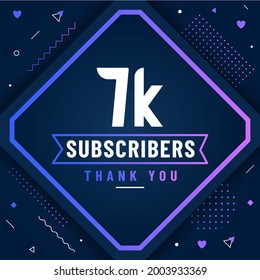 Thank you 7K subscribers, 7000 subscribers celebration modern colorful design.