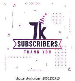 Thank you 7K subscribers, 7000 subscribers celebration modern colorful design.
