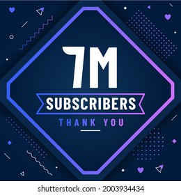 Thank you 7M subscribers, 7000000 subscribers celebration modern colorful design.