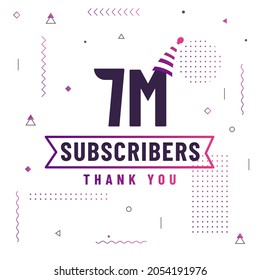 Thank you 7M subscribers, 7000000 subscribers celebration modern colorful design.