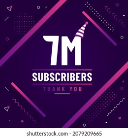 Thank you 7M subscribers, 7000000 subscribers celebration modern colorful design.