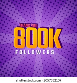 Thank You 800 k Followers Card Celebration Vector. 800000 Followers Congratulation Post Social Media Template.