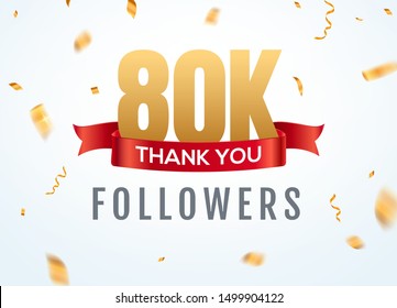 Thank you 80000 followers design template social network number anniversary. Social 80k users golden number friends thousand celebration.