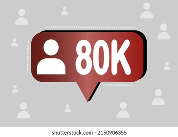 Thank you 80000 followers and peoples. Banner for online social group. Vector illustration