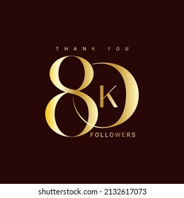 Thank you for 80k followers, 80,000 followers gold, followers to celebrate on social media, 80K subscribers Vector illustration.