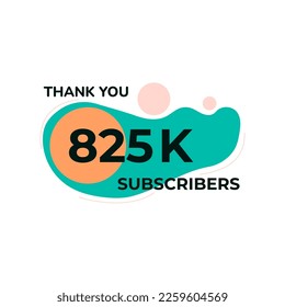 THANK YOU 825K FOLLOWERS CELEBRATION TEMPLATE BLUE COLOR DESIGN VECTOR GOOD FOR SOCIAL MEDIA, CARD , POSTER