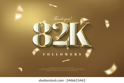 Thank you 82k followers background, shiny luxury gold design.