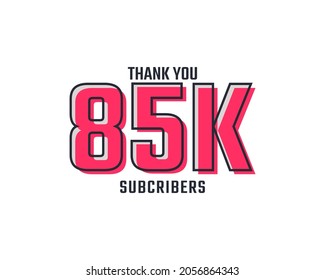 Thank You 85 k Subscribers Celebration Background Design. 85000 Subscribers Congratulation Post Social Media Template.