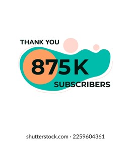 THANK YOU 875K FOLLOWERS CELEBRATION TEMPLATE BLUE COLOR DESIGN VECTOR GOOD FOR SOCIAL MEDIA, CARD , POSTER