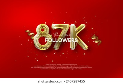 Thank you for the 87k followers with metallic gold balloons illustration.