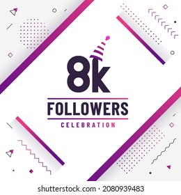 Thank you 8K followers, 8000 subscribers celebration modern colorful design.