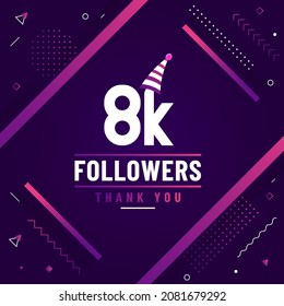 Thank you 8K followers, 8000 subscribers celebration modern colorful design.