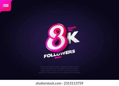 Thank you 8K Followers with Dynamic 3D Numbers on Dark Blue Background