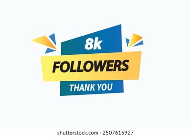 thank you 8K followers  vector illustration social media post  subscribers or followers animation design banner 
