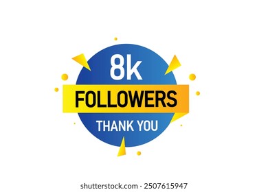 thank you 8K followers  vector illustration social media post  subscribers or followers animation design banner 
