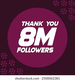 Thank you 8M followers editable file illustration social media post 