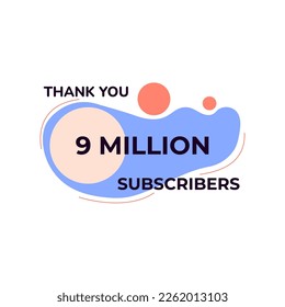 THANK YOU 9 MILLION FOLLOWERS CELEBRATION TEMPLATE BLUE COLOR DESIGN VECTOR GOOD FOR SOCIAL MEDIA, CARD , POSTER