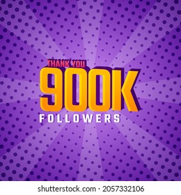 Thank You 900 k Followers Card Celebration Vector. 900000 Followers Congratulation Post Social Media Template.