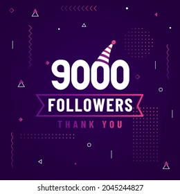 Thank you 9000 followers, 9K followers celebration modern colorful design.