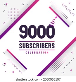 Thank you 9000 subscribers, 9K subscribers celebration modern colorful design.