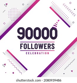 Thank you 90000 followers, 90K followers celebration modern colorful design.
