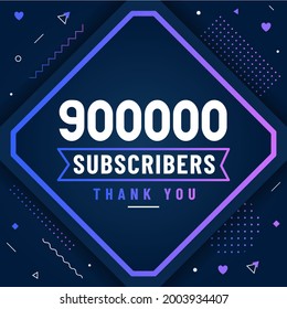 Thank you 900000 subscribers, 900K subscribers celebration modern colorful design.